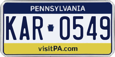 PA license plate KAR0549