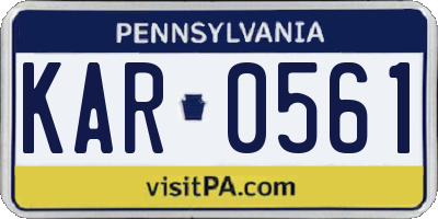 PA license plate KAR0561