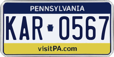 PA license plate KAR0567