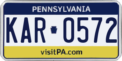 PA license plate KAR0572