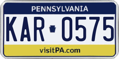 PA license plate KAR0575
