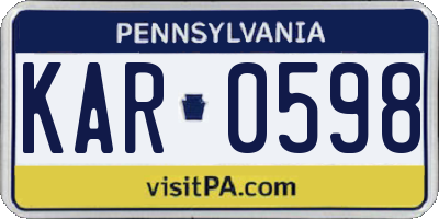 PA license plate KAR0598