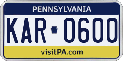 PA license plate KAR0600