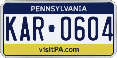PA license plate KAR0604