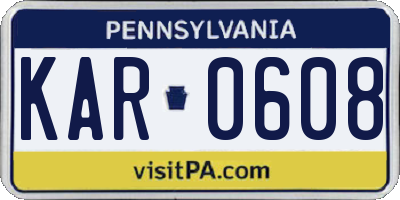 PA license plate KAR0608