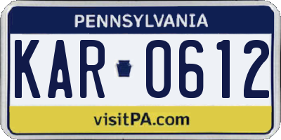 PA license plate KAR0612