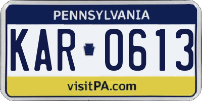 PA license plate KAR0613