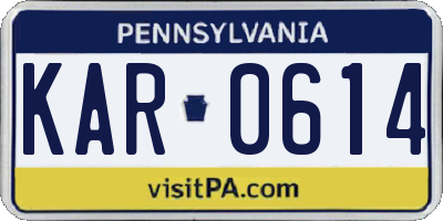 PA license plate KAR0614