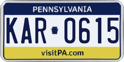 PA license plate KAR0615