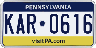 PA license plate KAR0616