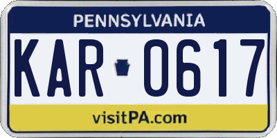 PA license plate KAR0617