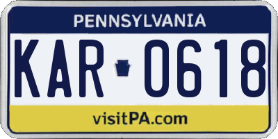PA license plate KAR0618