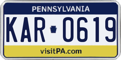 PA license plate KAR0619