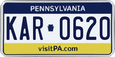 PA license plate KAR0620