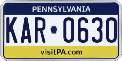 PA license plate KAR0630