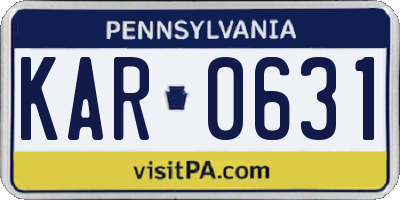 PA license plate KAR0631