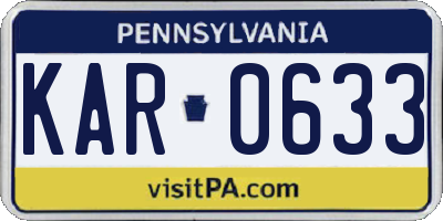 PA license plate KAR0633