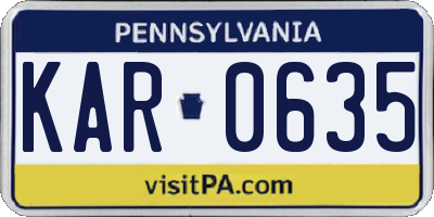PA license plate KAR0635