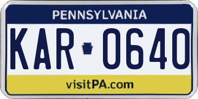 PA license plate KAR0640