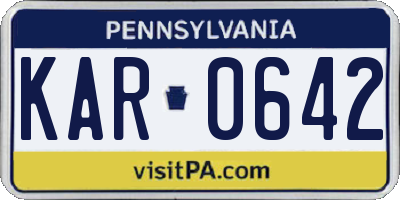 PA license plate KAR0642