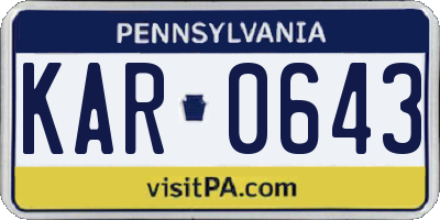 PA license plate KAR0643