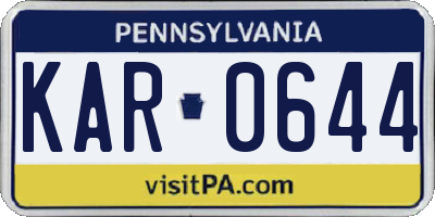 PA license plate KAR0644