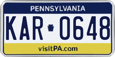 PA license plate KAR0648