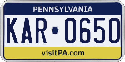 PA license plate KAR0650