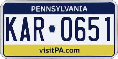 PA license plate KAR0651