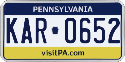 PA license plate KAR0652