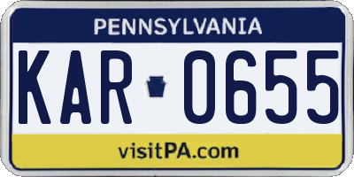 PA license plate KAR0655