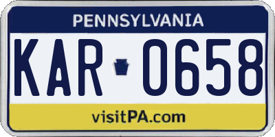 PA license plate KAR0658