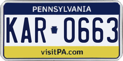 PA license plate KAR0663