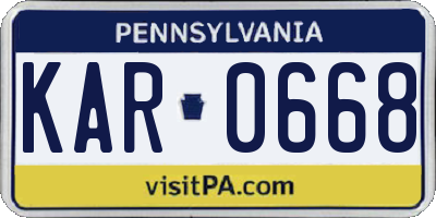 PA license plate KAR0668