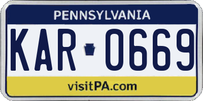 PA license plate KAR0669