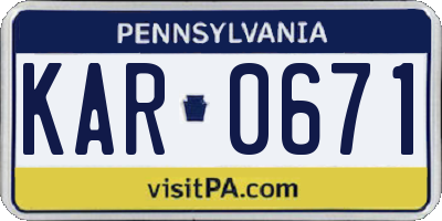 PA license plate KAR0671