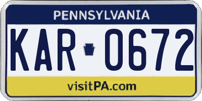 PA license plate KAR0672