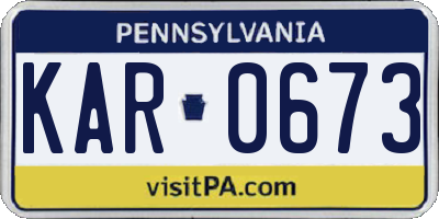 PA license plate KAR0673