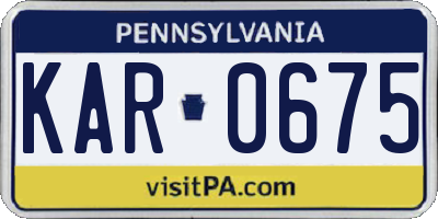 PA license plate KAR0675
