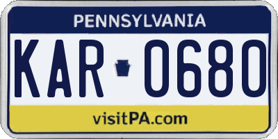 PA license plate KAR0680