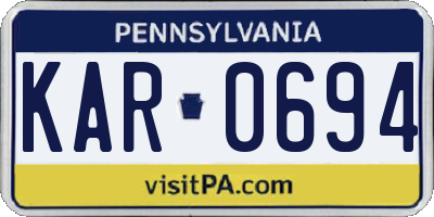 PA license plate KAR0694