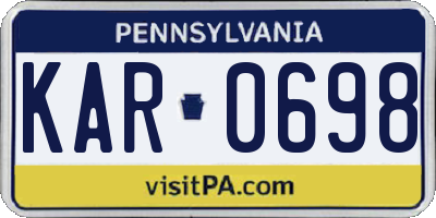 PA license plate KAR0698