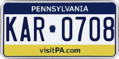 PA license plate KAR0708