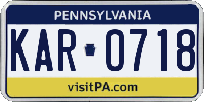 PA license plate KAR0718