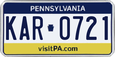 PA license plate KAR0721
