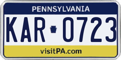 PA license plate KAR0723