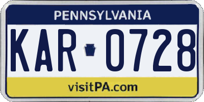 PA license plate KAR0728