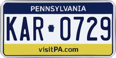 PA license plate KAR0729
