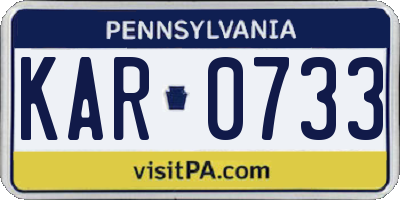 PA license plate KAR0733