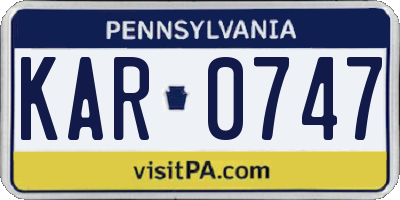 PA license plate KAR0747